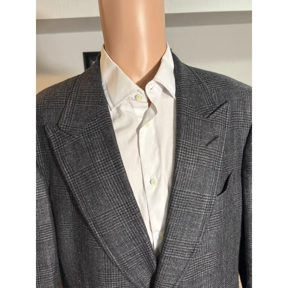 Tom Ford Shelton Peak Lapel Cashmere Prince ofWales Houndstooth Blazer 56 46R US